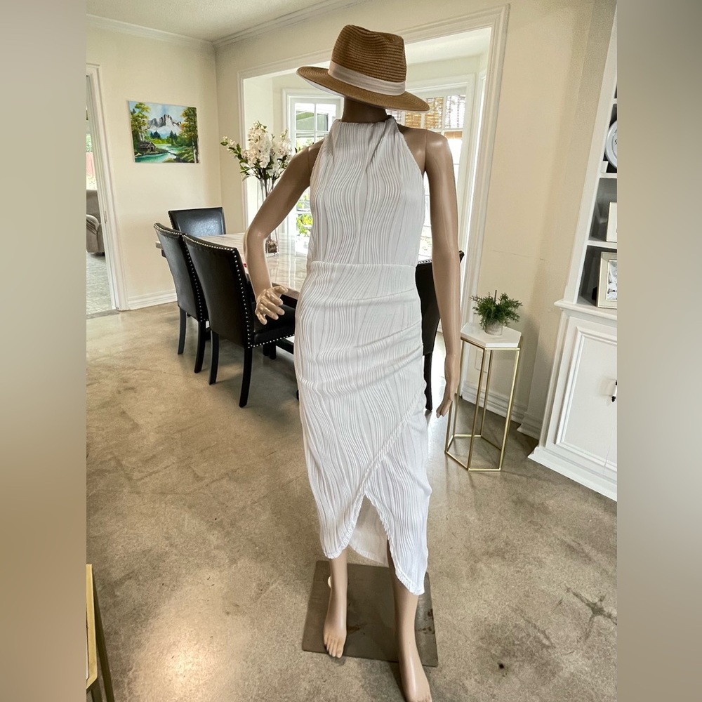 Elegant White Halter Dress